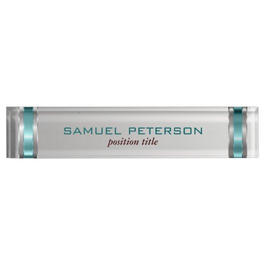 Metallischer Silberhintergrund und blaue Akzente Namensplakette (Vorderseite)