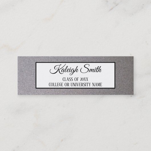 Metallischer Silberweißer Abschluss Namenskarte ei (Vorderseite)