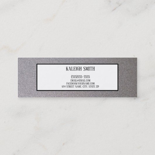 Metallischer Silberweißer Abschluss Namenskarte ei (Rückseite)