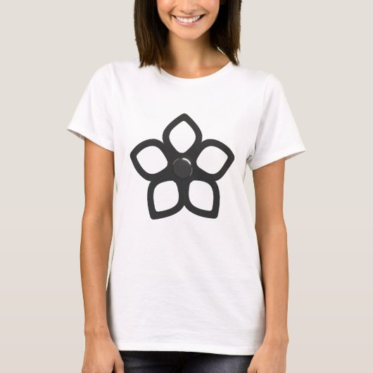 Metallischer Silver Blume T - Shirt (Vorderseite)