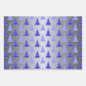 Metallischer Silver Christmas Trees Pattern Glitze Geschenkpapier Set (Vorderseite 3)