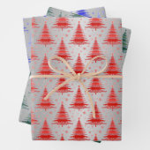 Metallischer Silver Christmas Trees Pattern Glitze Geschenkpapier Set (Beispiel)