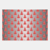 Metallischer Silver Christmas Trees Pattern Glitze Geschenkpapier Set (Vorderseite)