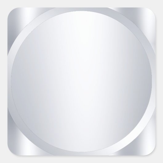 Metallischer Silver Look Leere Moderne Vorlage Tre Quadratischer Aufkleber (Vorderseite)