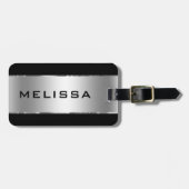 Metallischer Silver Look und Schwarz Gepäckanhänger (Vorderseite horizontal)