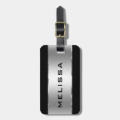 Metallischer Silver Look und Schwarz Gepäckanhänger (Vorderseite vertikal)