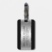 Metallischer Silver Look und Schwarz Gepäckanhänger (Rückseite vertikal)