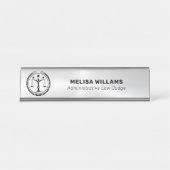 Metallischer Silver Look und Schwarz Schreibtischnamensplakette (Vorderseite )