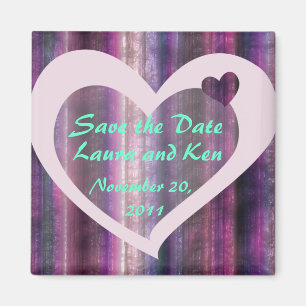 Metallischer violetter Herz-Save the Date Magnet
