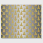 Metallischer Weihnachtsbaum Gold Silberne Muster L Geschenkpapier (Flach)