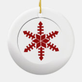 Metallischer weißer Kreis und roter Schneeflocken Keramikornament (Hinten)