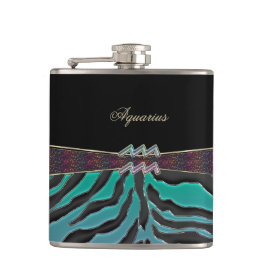 Metallischer Zebra-Tierkreis-Zeichen-Wassermann Flachmann