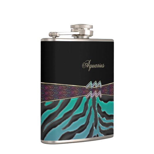 Metallischer Zebra-Tierkreis-Zeichen-Wassermann Flachmann (Rechts)