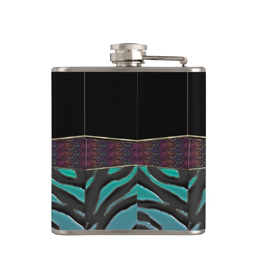 Metallischer Zebra-Tierkreis-Zeichen-Wassermann Flachmann (Rückseite)