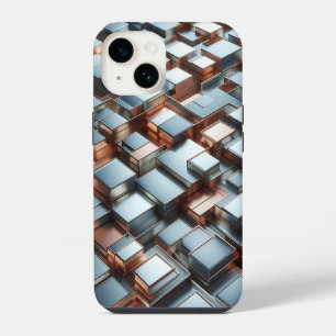 Metallisches 3D-Block-Handyhülle - Industrielles S iPhone 14 Hülle
