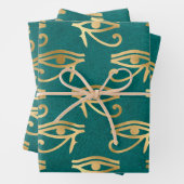 Metallisches Ägyptisches Auge auf Grün Geschenkpapier Set (Beispiel)