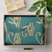 Metallisches ägyptisches Auge auf grüner Decoupage Seidenpapier (Geschenk)