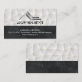 Metallisches Anwesen-Logo | Geometrisch | Marmor Visitenkarte (Vorne/Hinten)