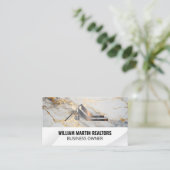 Metallisches Anwesen-Logo | Goldmarmor Visitenkarte (Stehend Vorderseite)