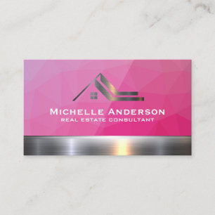 Metallisches Anwesen-Logo Magenta Geometric Visitenkarte