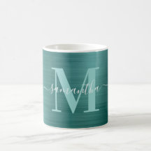 Metallisches Aqua-Aquamarin-Signature-Monogramm
