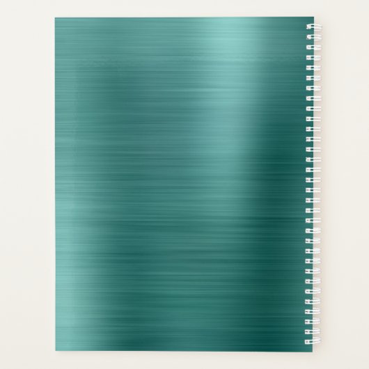 Metallisches Aqua-Aquamarin-Signature-Monogramm Planer (Rückseite)