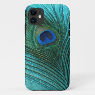 Metallisches Aqua-blaue Pfau-Feder Case-Mate iPhone Hülle