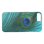 Metallisches Aqua-blaue Pfau-Feder Case-Mate iPhone Hülle (Rückseite (Horizontal))