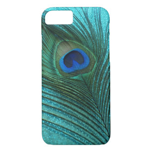 Metallisches Aqua-blaue Pfau-Feder Case-Mate iPhone Hülle