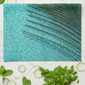 Metallisches Aqua-blaue Pfau-Feder Geschirrtuch (Gefaltet)