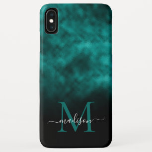 Metallisches Aquamarin Blue Green Monogram Girly S Case-Mate iPhone Hülle