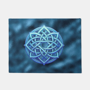 Metallisches Arktis Blau keltischer Knoten Dunkle  Fußmatte