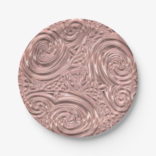 Metallisches Aussehen Rose Gold Rosa abstrakte Jug Pappteller (Vorderseite)