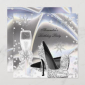 Metallisches Aussehen Silver Champagne High Heels  Einladung (Vorne/Hinten)