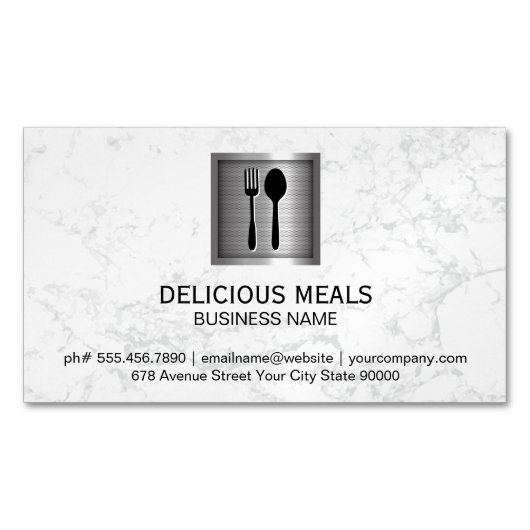 Metallisches Banner | Elegant Marble Magnetische Visitenkarte (Vorderseite)