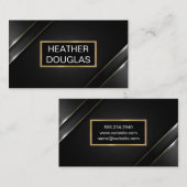 Metallisches Banner | Schwarzer Hintergrund Visitenkarte (Vorne/Hinten)