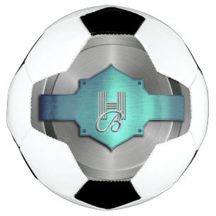 Metallisches Blau Grün Stahl Trompe l’œil Monogram Fußball