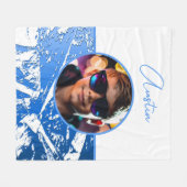 Metallisches Blau- und Weißes benutzerdefiniertes  Fleecedecke (Vorderseite (Horizontal))