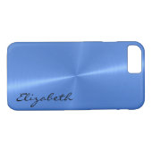 Metallisches blaues Edelstahlaussehen Case-Mate iPhone Hülle (Rückseite (Horizontal))