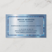 Metallisches blaues Textur rostfreier Stahllook Visitenkarte (Rückseite)