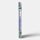 Metallisches Blaugraues Streifen-Muster Monogramm Case-Mate iPhone Hülle (Rückseite / Links)