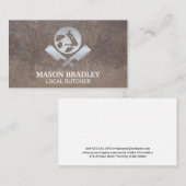 Metallisches Butcher-Logo | Grunge Hintergrund Visitenkarte (Vorne/Hinten)