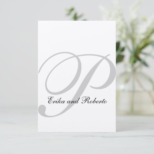 Metallisches Champagner-Papier Monogram Wedding RS RSVP Karte (Stehend Vorderseite)
