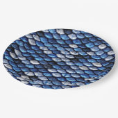 Metallisches Cobalt Blue Fish Scales Muster Pappteller (Schrägansicht)