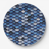 Metallisches Cobalt Blue Fish Scales Muster Pappteller (Vorderseite)