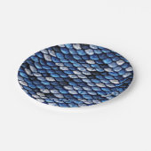 Metallisches Cobalt Blue Fish Scales Muster Pappteller (Schrägansicht)