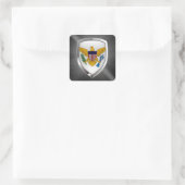 Metallisches Emblem der US-Jungfrau Quadratischer Aufkleber (Tasche)