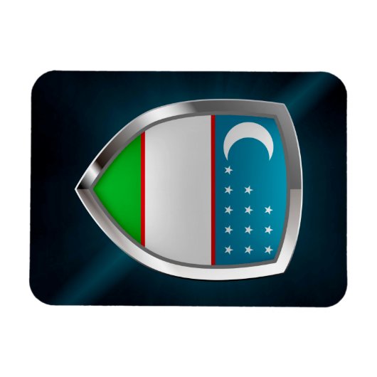 Metallisches Emblem Usbekistans Magnet (Horizontal)