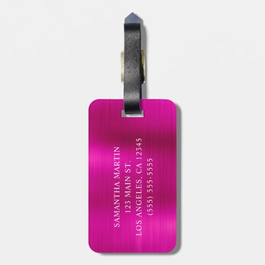 Metallisches Extravagantes Monogramm Gepäckanhänger (Rückseite vertikal)