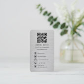 Metallisches Firmenlogo mit QR-Code Visitenkarte (Stehend Vorderseite)